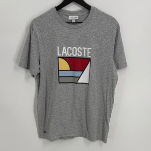 Lacoste Regular Fit Short Sleeve Graphic Heathered Gray T-Shirt - Size XL